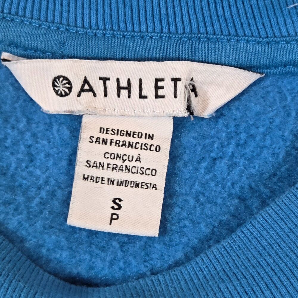 Athleta Forever Fleece Relaxed Crew Sweatshirt Blue Small Raglan Pullover - Picture 4 of 9